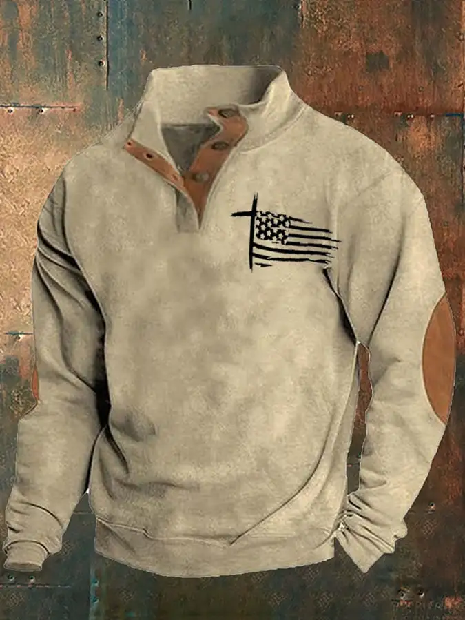 Men's Aintage Faith Flag Print Sweatshirt