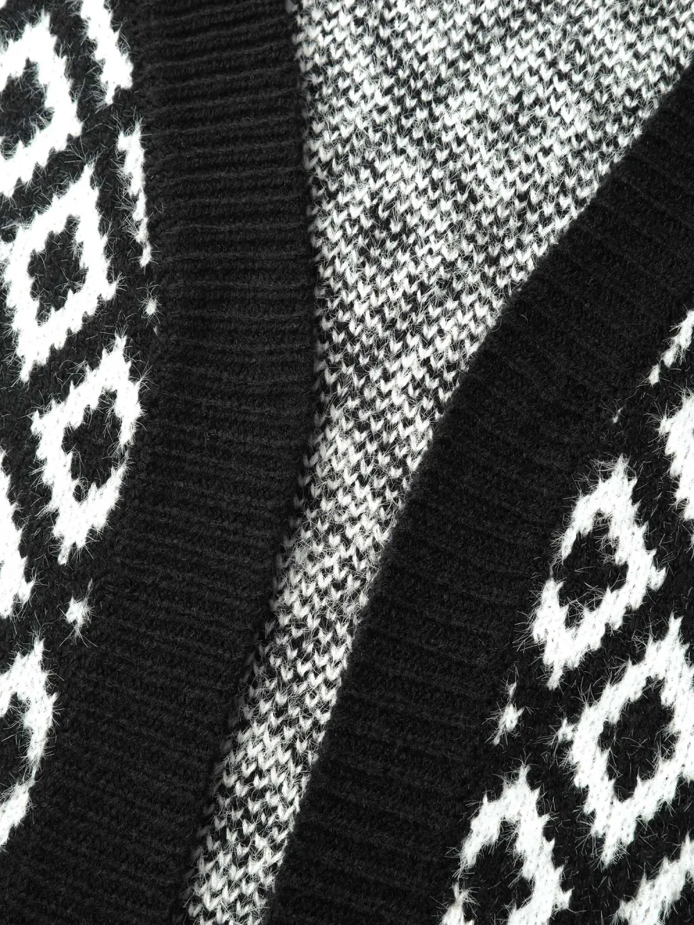 Mink Jacquard Diamond Pattern Knit Cardigan