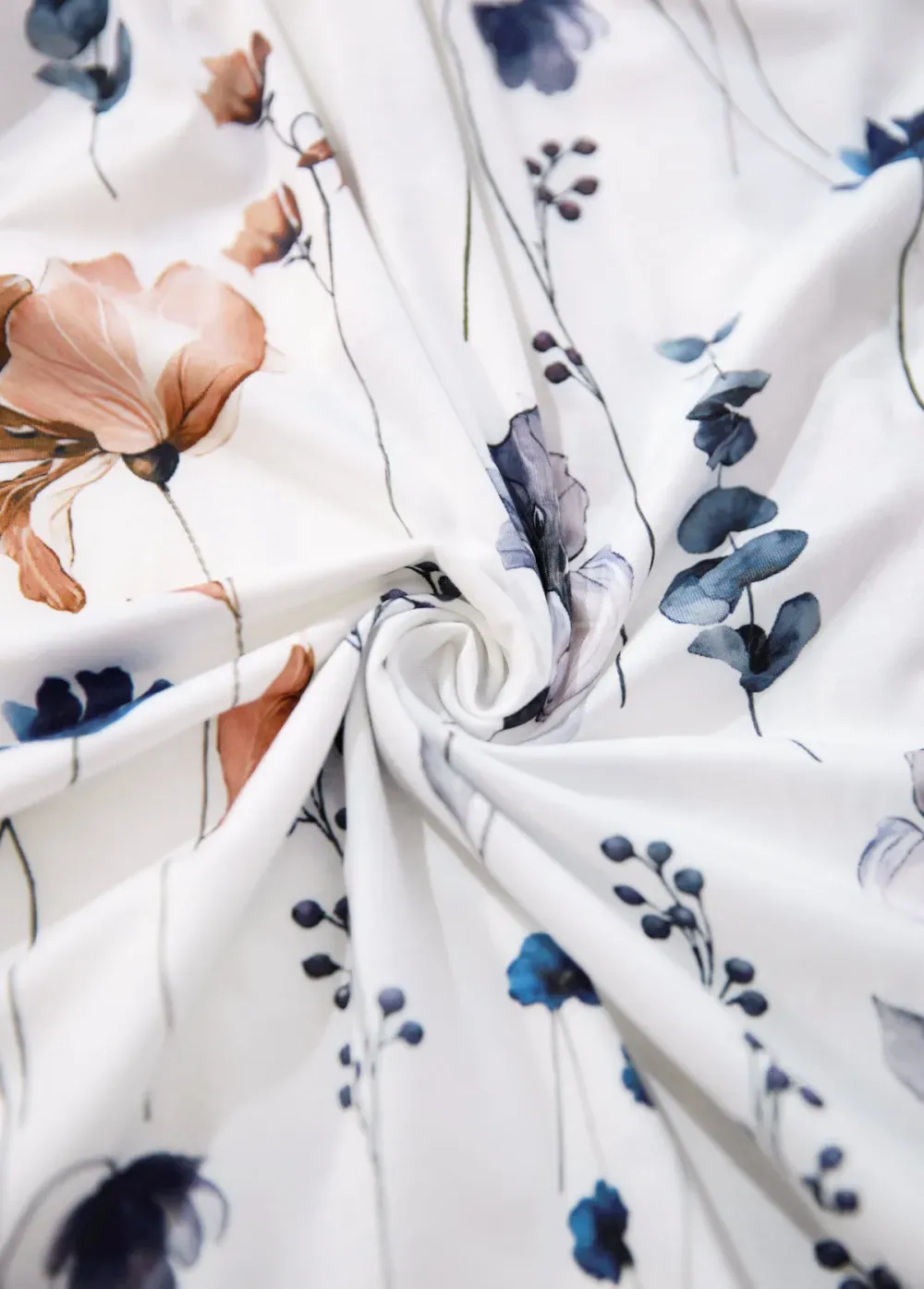 White Smocked Floral Print Short Sleeveless V Neck Dress