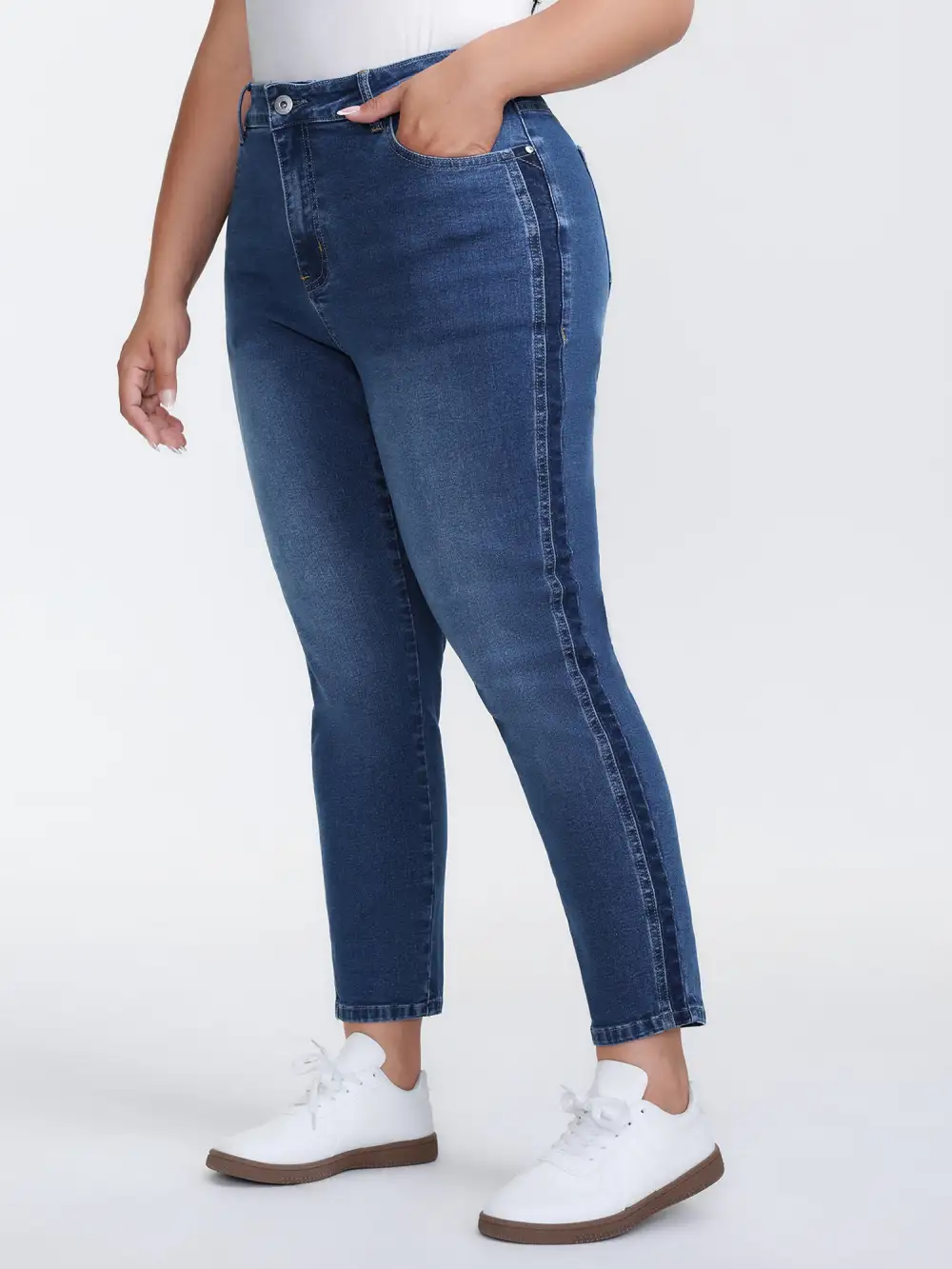Stretchy Mid-Rise Straight-Leg Jeans