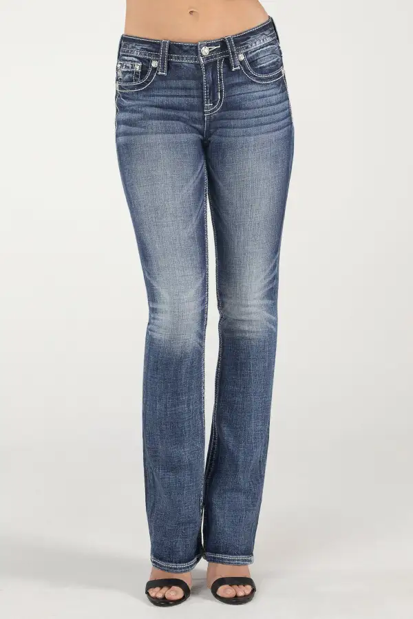 Simple Metallic Wings Bootcut Jeans