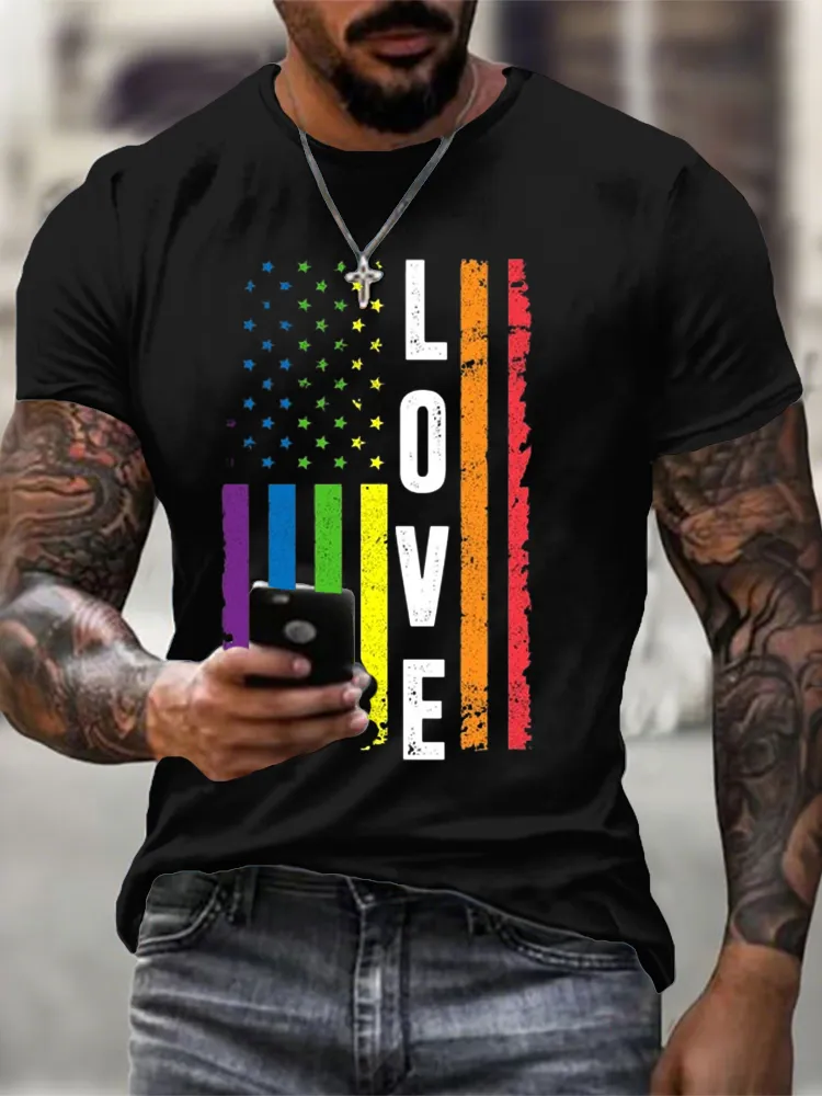 Gay Pride Gifts Men Women LGBT Rainbow Flag Gay Love T Shirt
