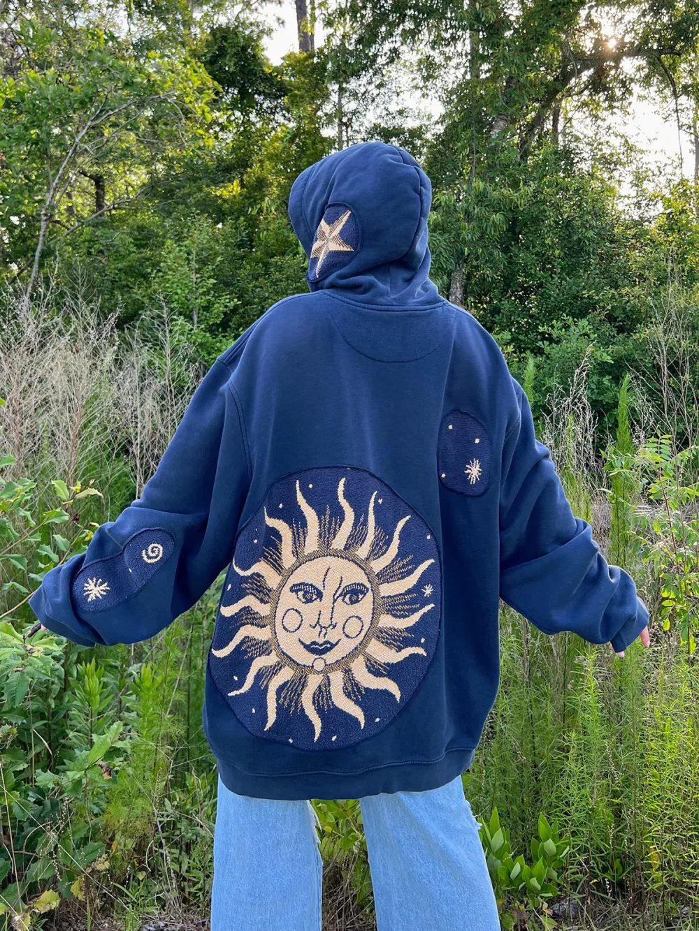 Navy Streetwear Leisure Hoodie Sweatshirts