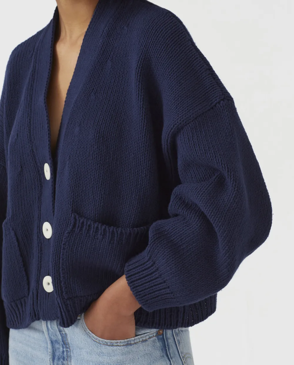 Single-Breasted V-Neck Pocket Knit Cardigan
