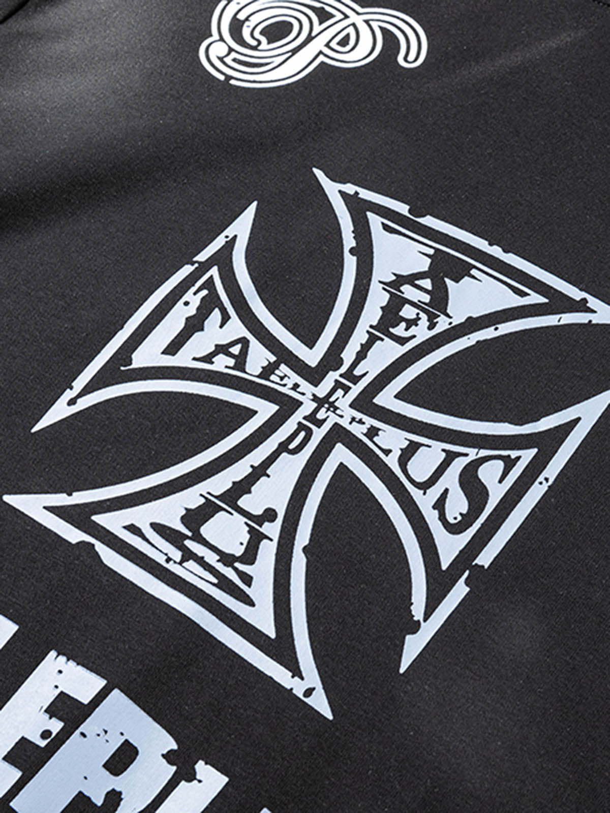 Cross Print Graphic Hoodies