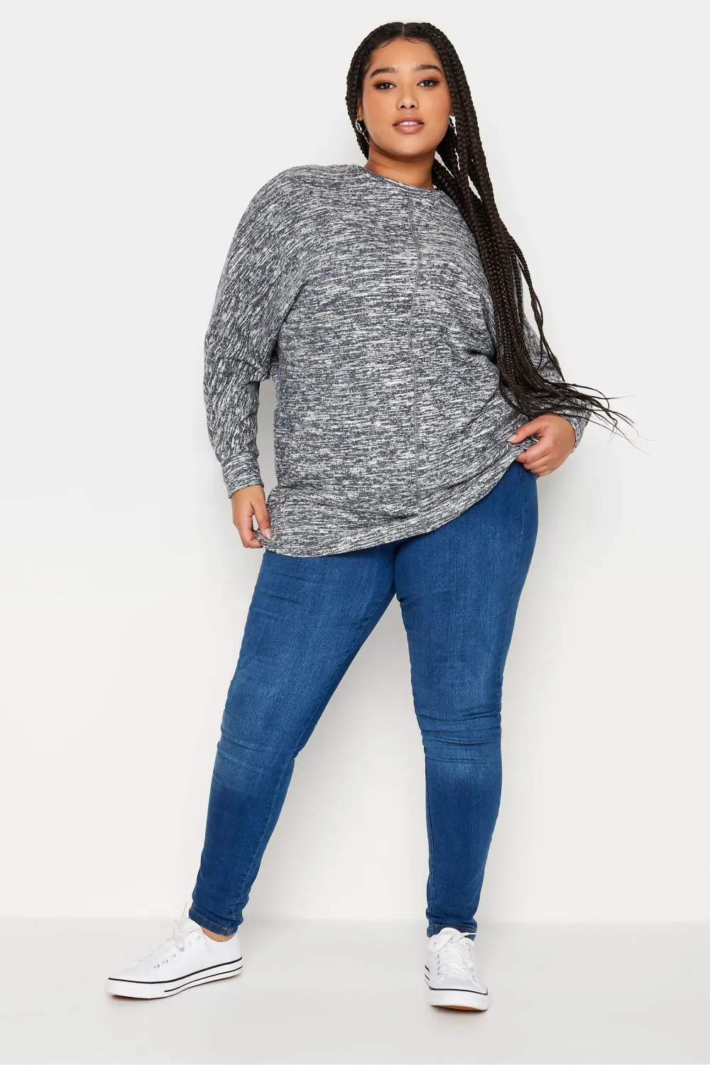 YOURS LUXURY Curve Grey Front Seam Detail Jumper