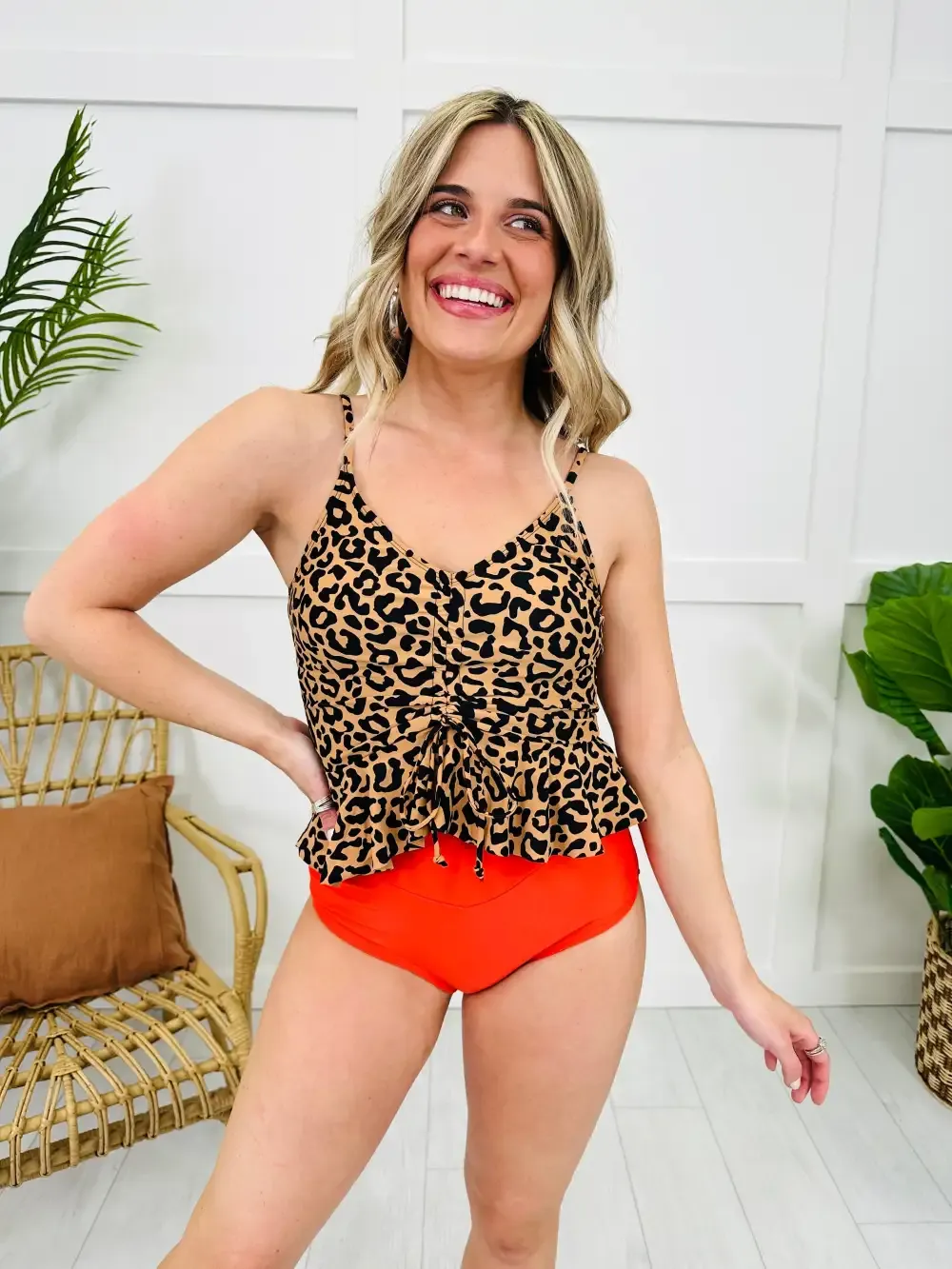 The Amber Swim Top in Leopard