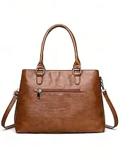 Women's Large Faux Leather Shoulder Tote Bag with Multiple Pockets, Stylish Handbag for Work, Travel and Everyday Use