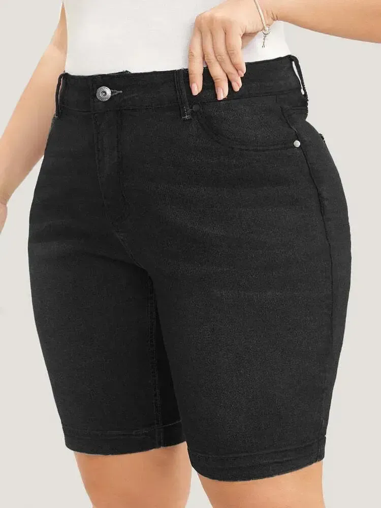 4 Pack Very Stretchy High Rise Dark Wash Denim Shorts