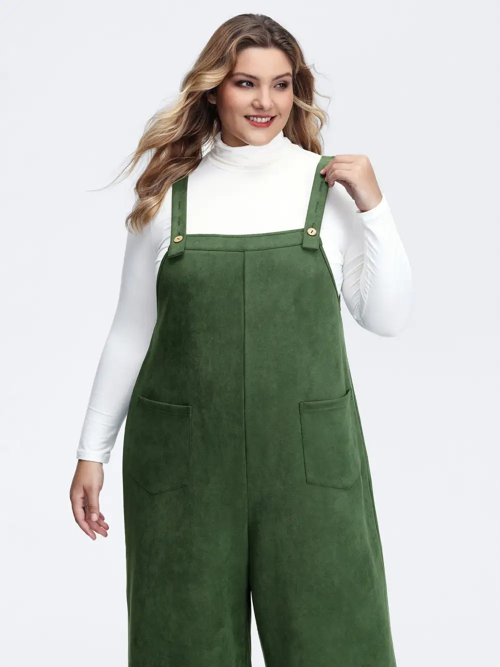 Suede Velvet Patch Pocket Stretchy Jumpsuit