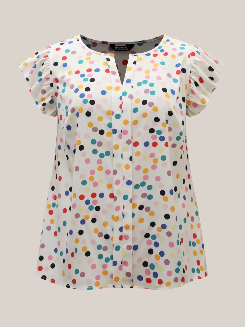 Polka Dot Flutter Sleeve Blouse