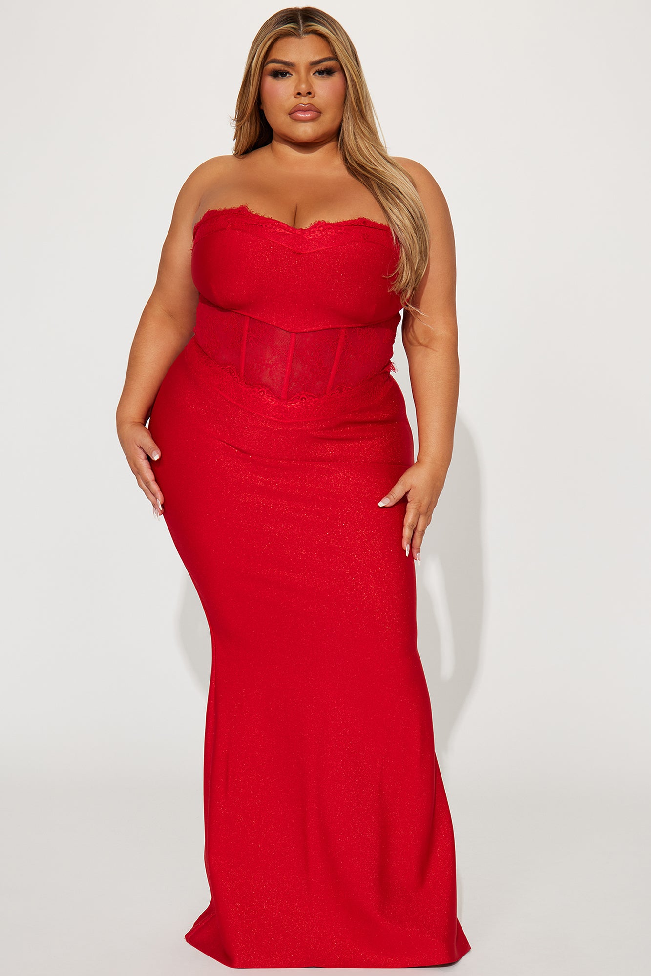 Vera Metallic Bandage Gown - Red