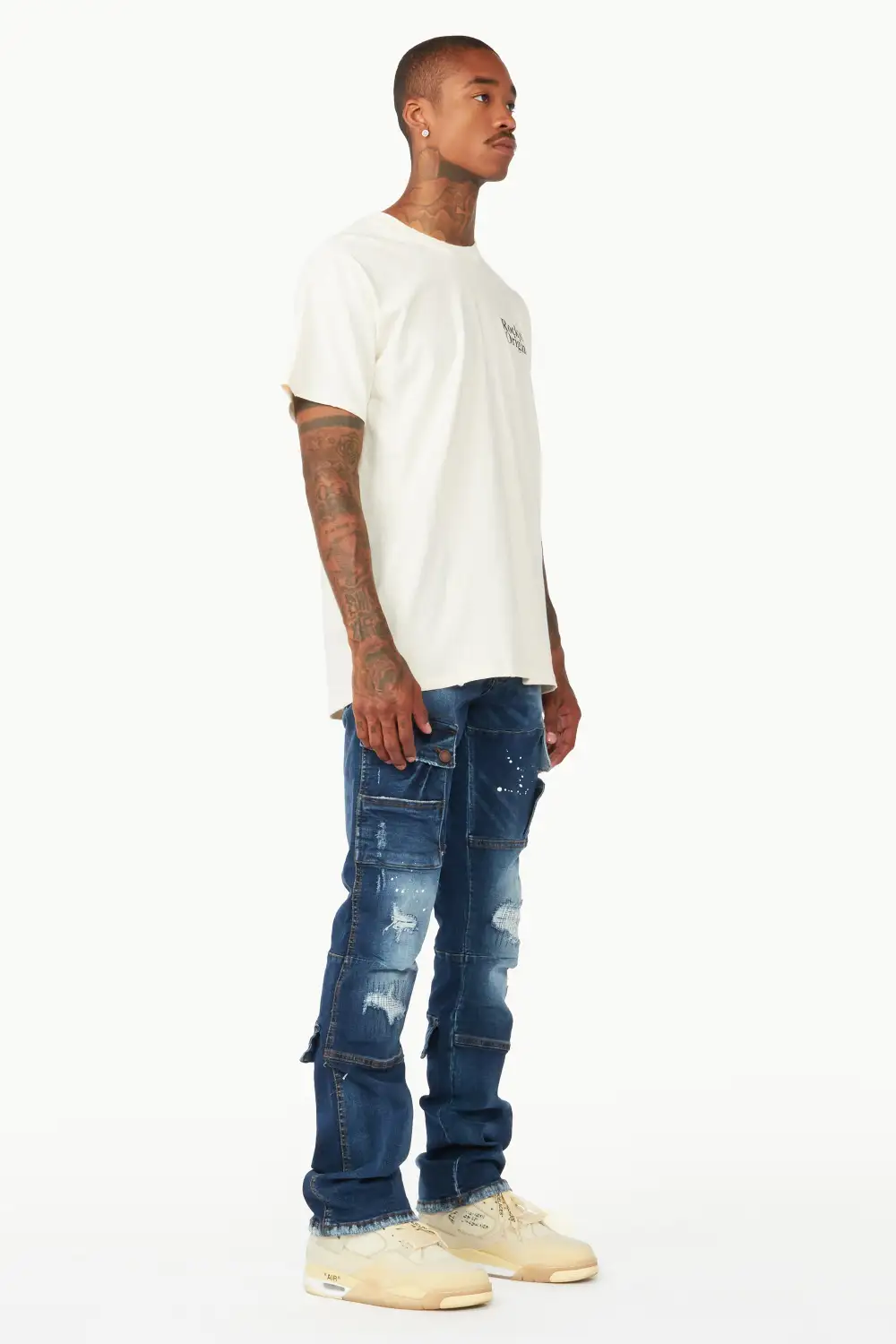 Gannon Dark Blue Stacked Flare Jean