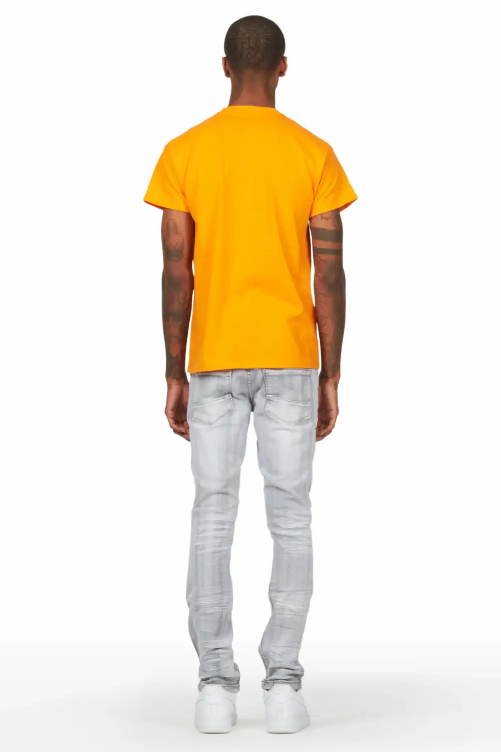 Gaines Light Grey Ripped Slim Straight Jean