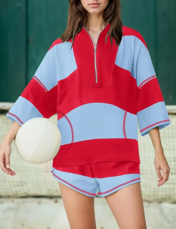 ✨Women's Summer Oversized Striped Shirt and Shorts Sets