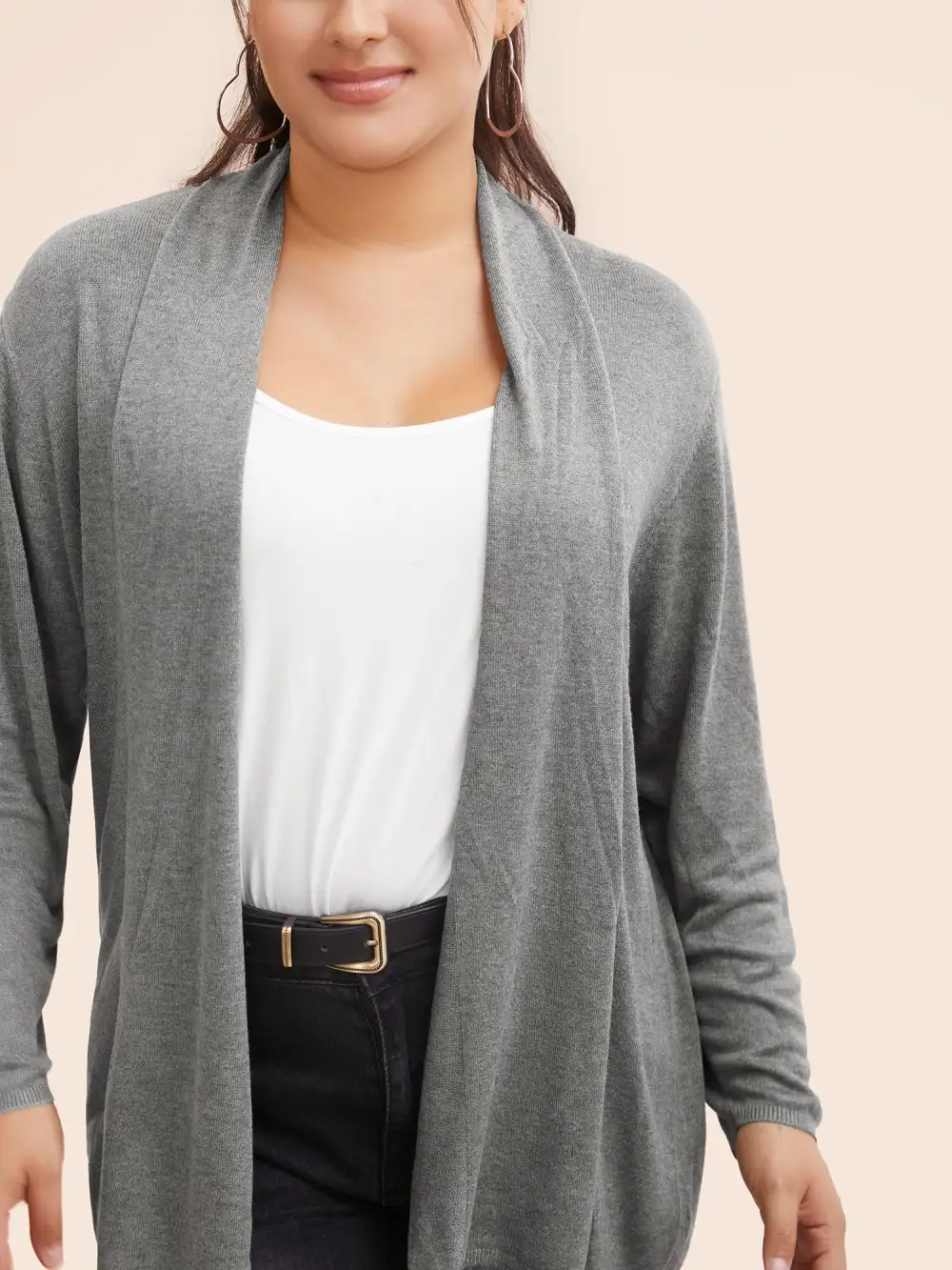 Supersoft Essentials Plain Lapel Collar Drape Cardigan