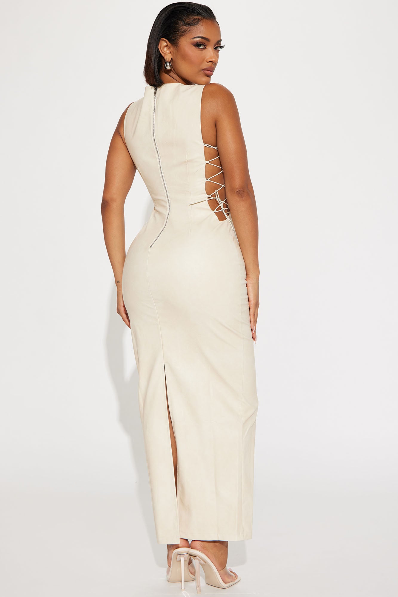 Trinity Leather Maxi Dress - Cream
