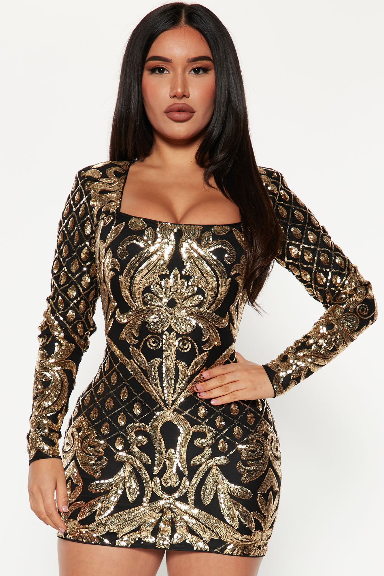 Time Of My Life Sequin Mini Dress - Black/Gold