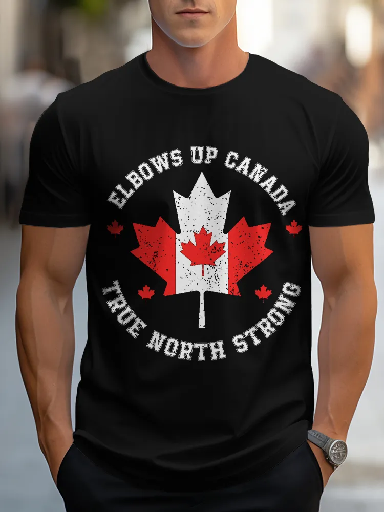 Men'S Elbows Up Canada True North Strong T-Shirt