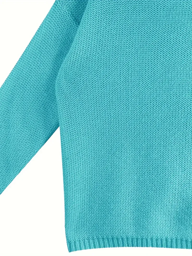 Cozy V-Neck Pointelle Knitted Sweater - Soft, Long Sleeve, Casual, Fall & Winter Essential - Women's Comfortable Clothing for Chilly DaysCozy V-Neck Pointelle Knitted Sweater - Soft, Long Sleeve, Casual, Fall & Winter Essential - Women's Comfortable Cloth