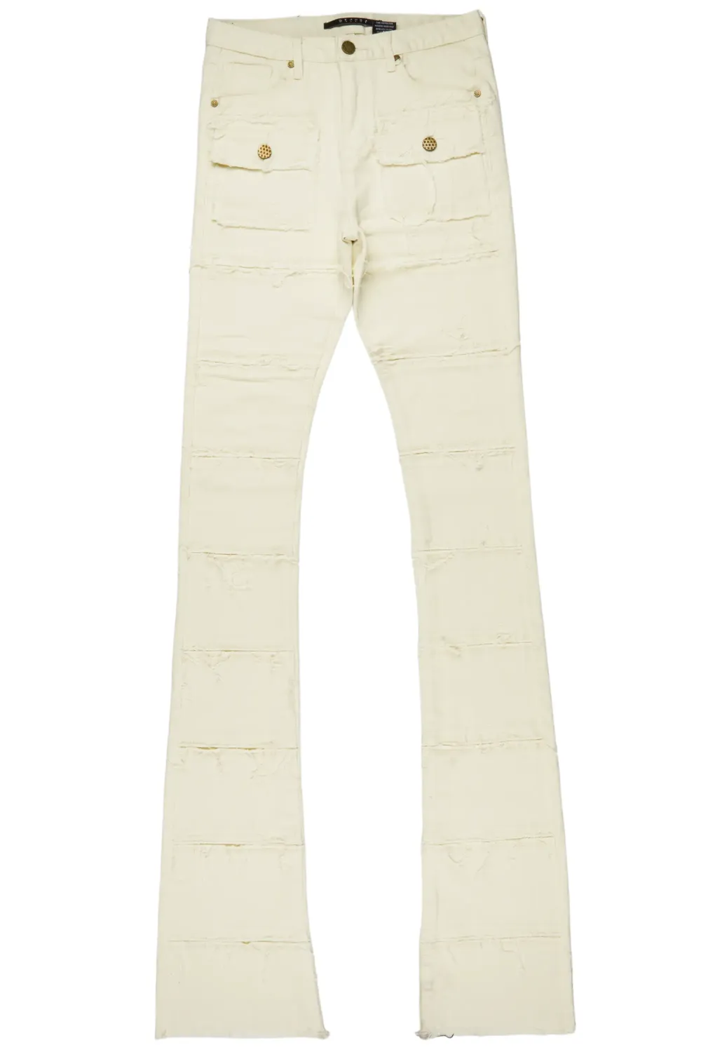 Zevon Cream Super Stacked Flare Jean