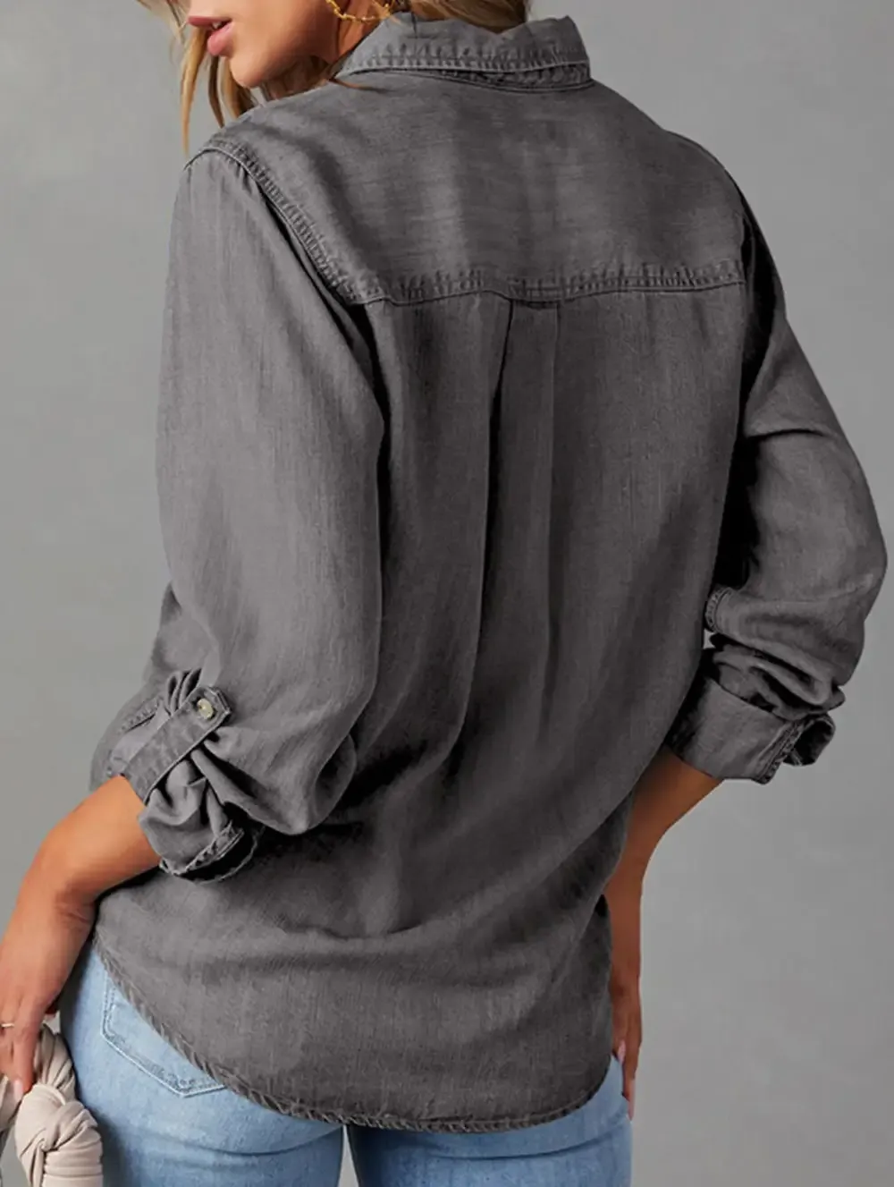 Pure color denim jacket