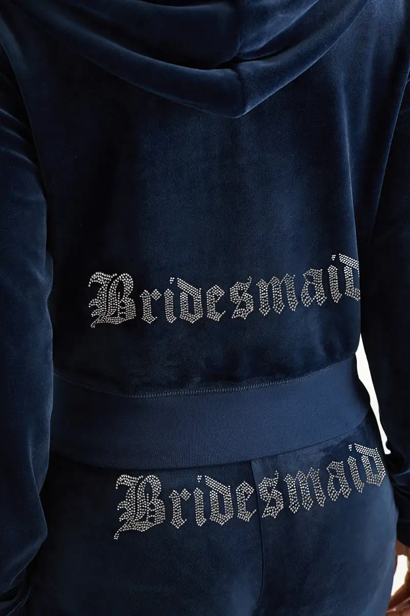 Bridesmaid Big Bling Velour Hoodie