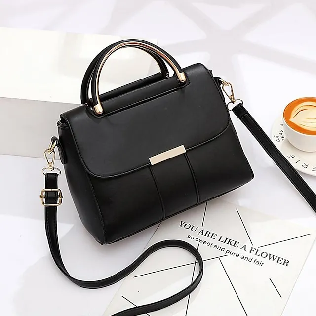 Women's Handbag Crossbody Bag Crossbody Bag Top Handle Bag PU Leather Daily Date Office & Career Solid Color Dark Khaki Rubber red milky