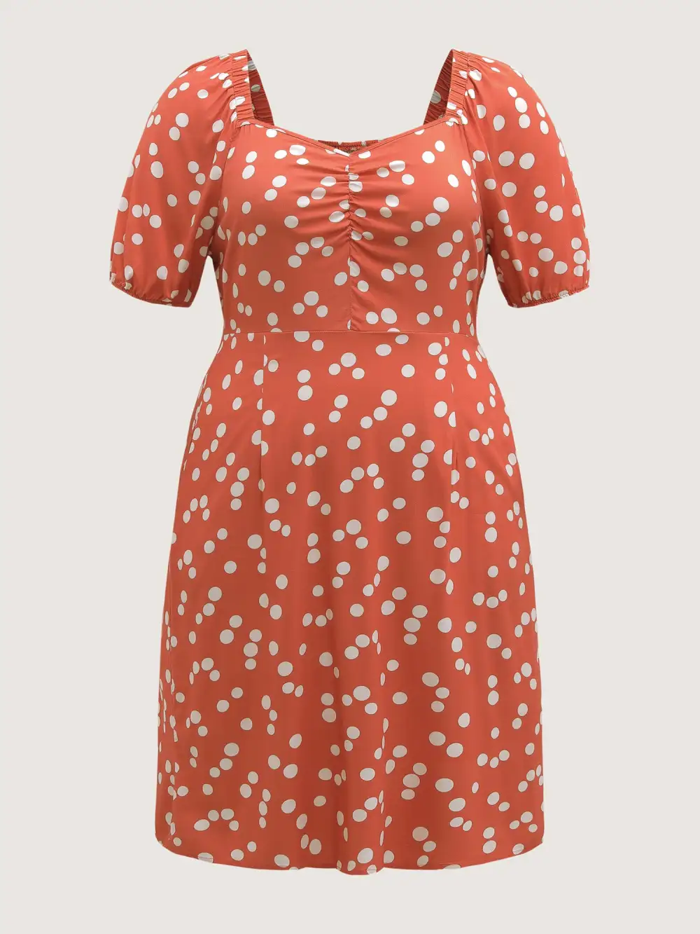 Polka Dots Gathered Bust Pockets Midi Dress