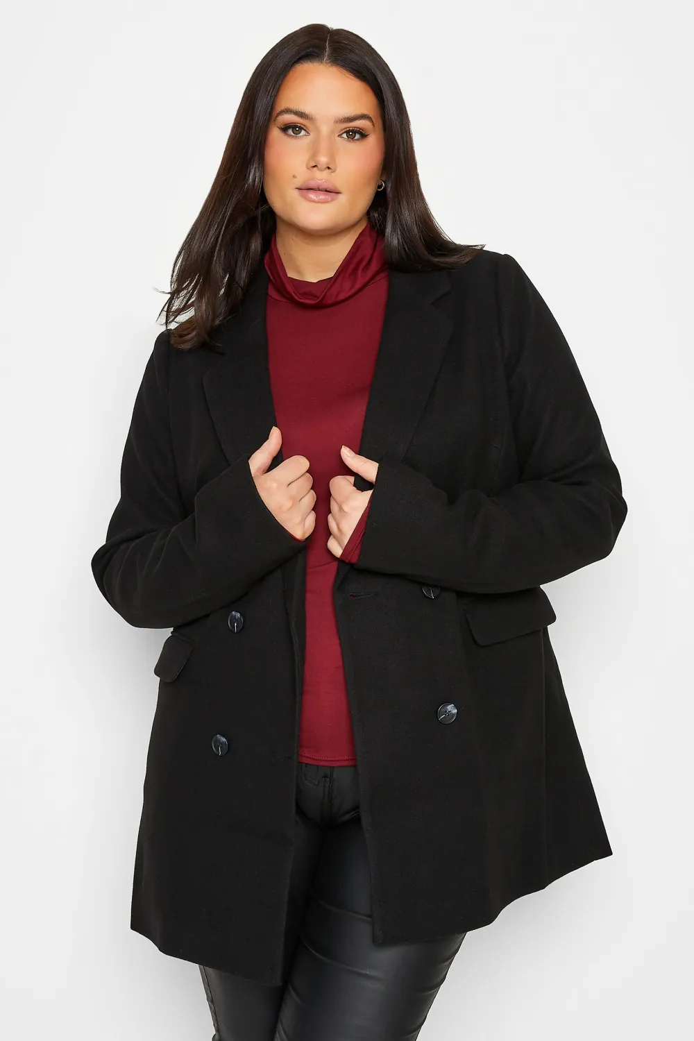 LTS Tall Light Blue Double Breasted Brushed Jacket
