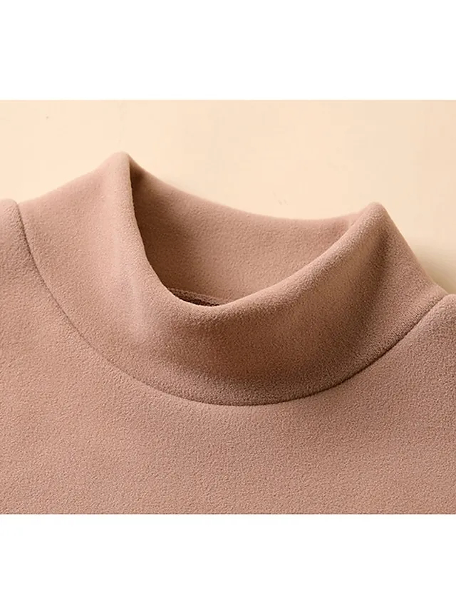 Women's Sweatshirt Sherpa Fleece Lined Plain Warm Daily Fuzzy Black Yellow Pink Casual High Neck Long Sleeve Fleece lined Micro-elastic Fall & Winter