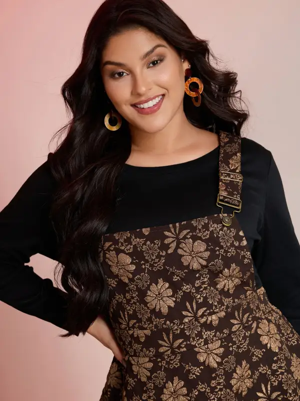 Fall Floral Textured Pockets Midi Dress