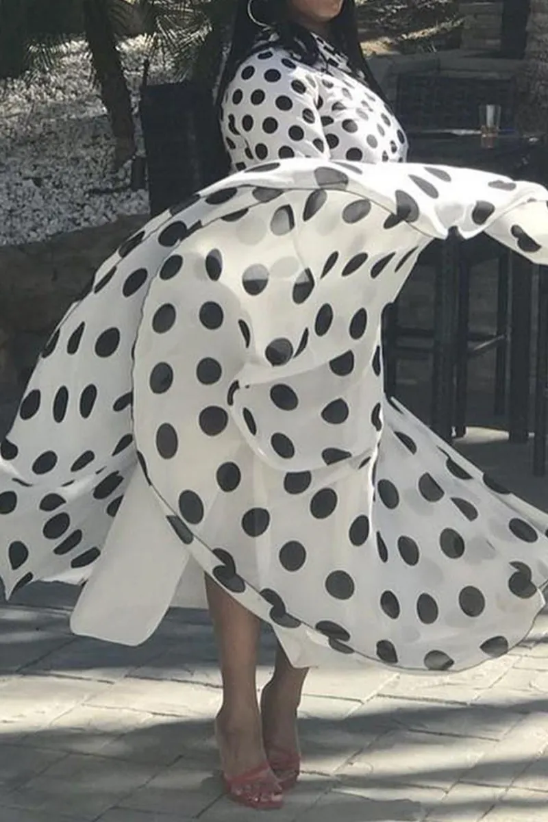 Casual Dot Patchwork One Shoulder Waist Skirt Dresses