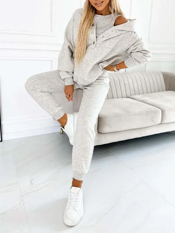 Casual Hooded Sweatshirt Sports Suit