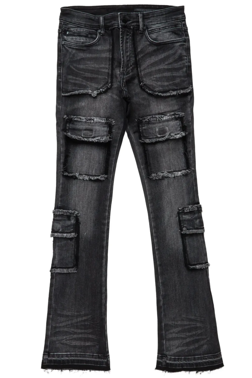 Tyrell Grey Stacked Flare Cargo Jean