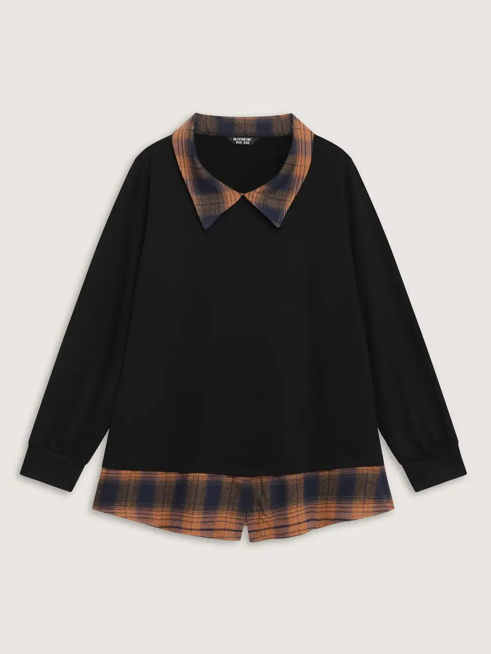 2-in-1 Stretchy Checkered Print Sweatshirt