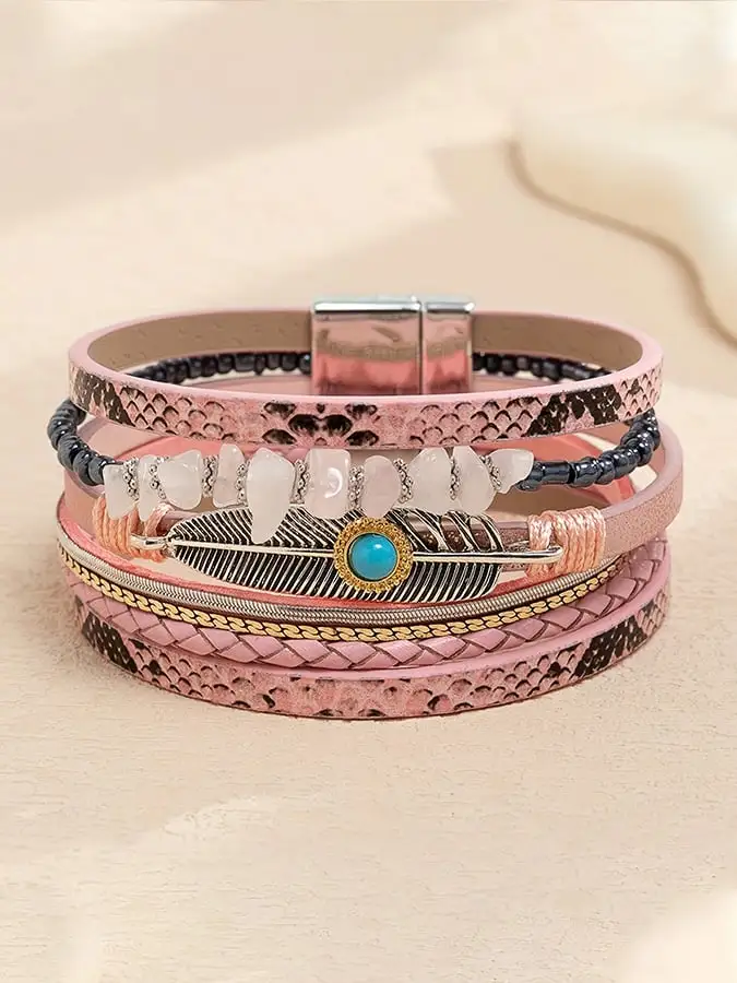 Western style retro simple all-match natural stone bracelet for men and women