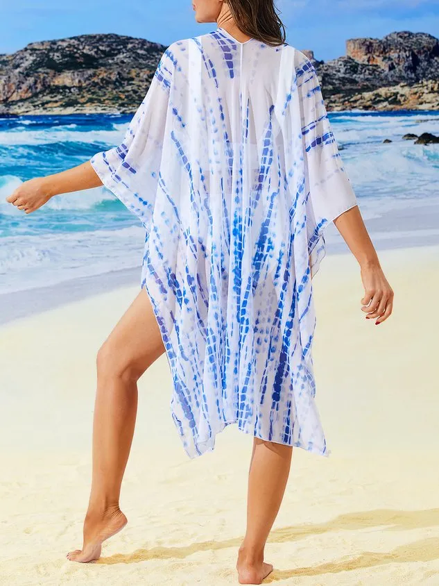 Elegant Tie-Dye Pattern Printing Coverup