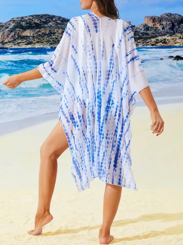 Elegant Tie-Dye Pattern Printing Coverup
