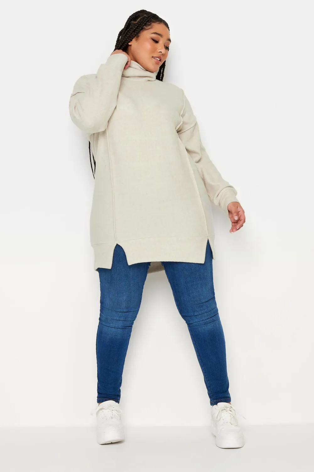 YOURS LUXURY Curve Grey Soft Touch Turtle Neck Jumper