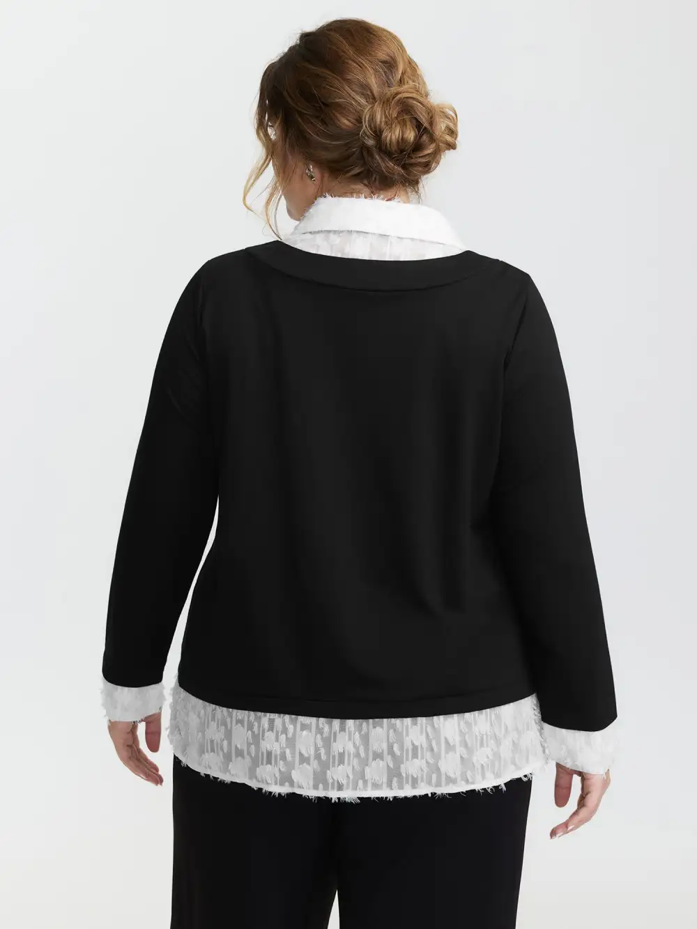 Stretchy Mixed Fabric Contrast Sweatshirt