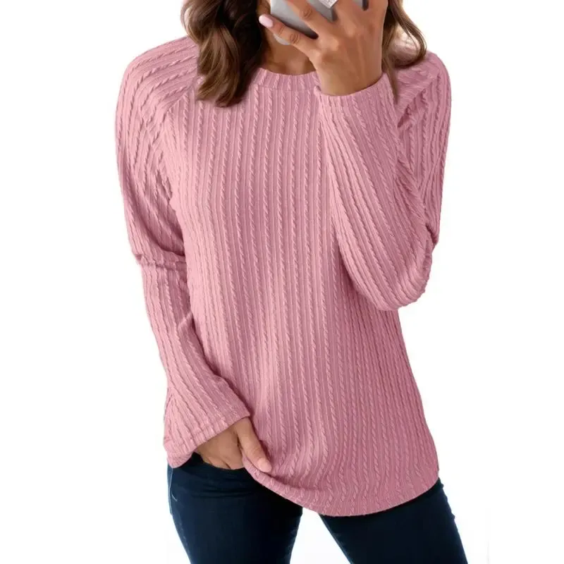Women's Tops Long Sleeve Crewneck Knit Basic Tee Lightweight Shirts