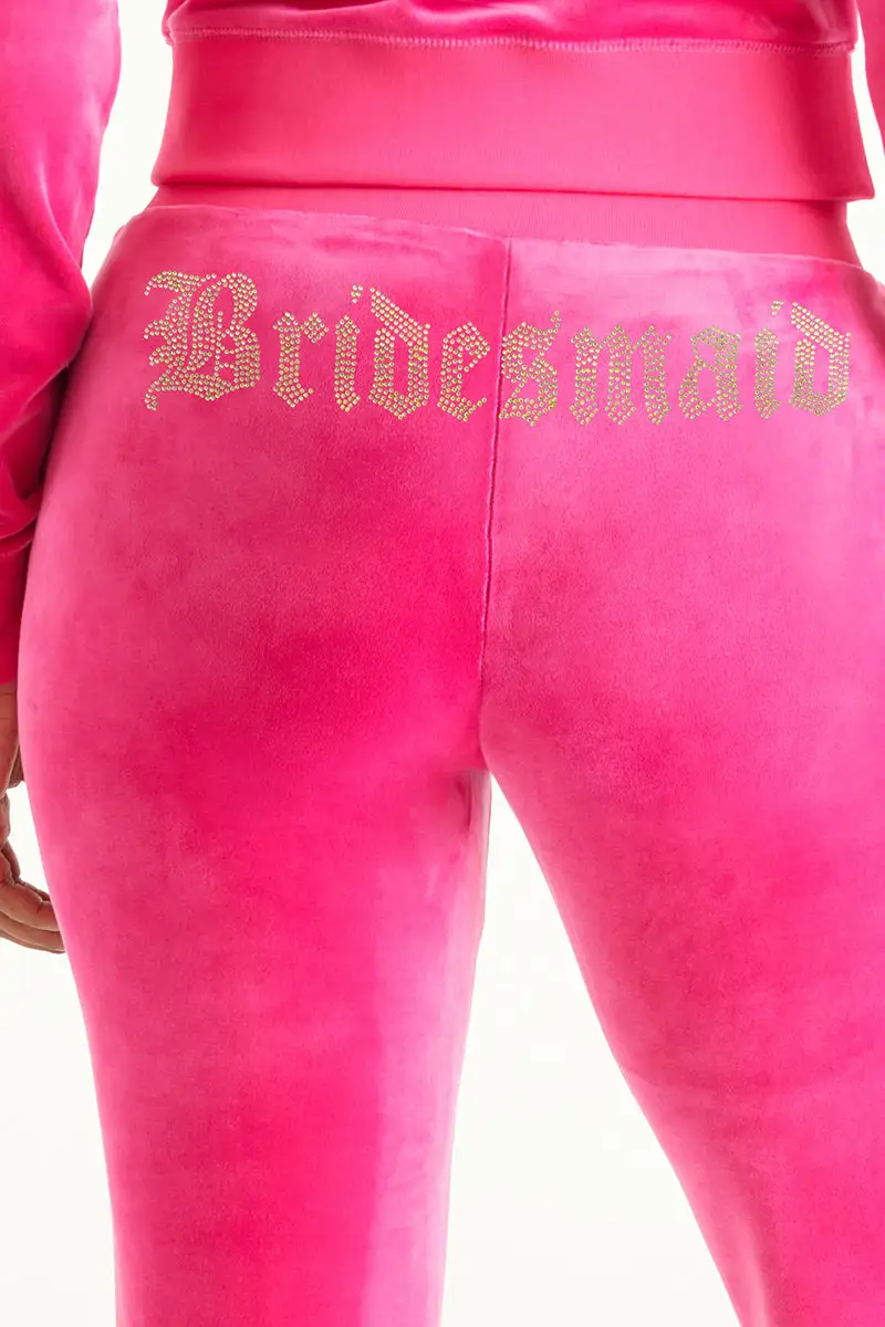 Bridesmaid Big Bling Velour Track Pants
