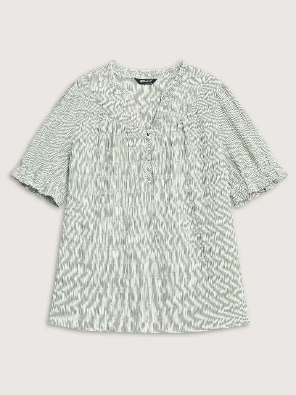 Cotton Half-Open Striped Solid Blouse