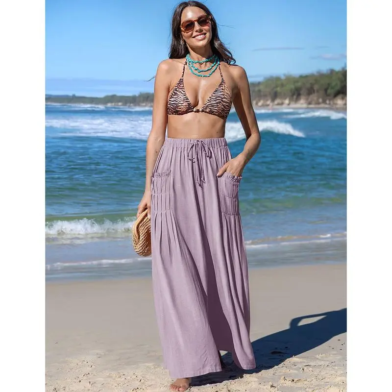 Women’s Linen Wide-Leg Pants-Loose Fit, Boho Summer Style