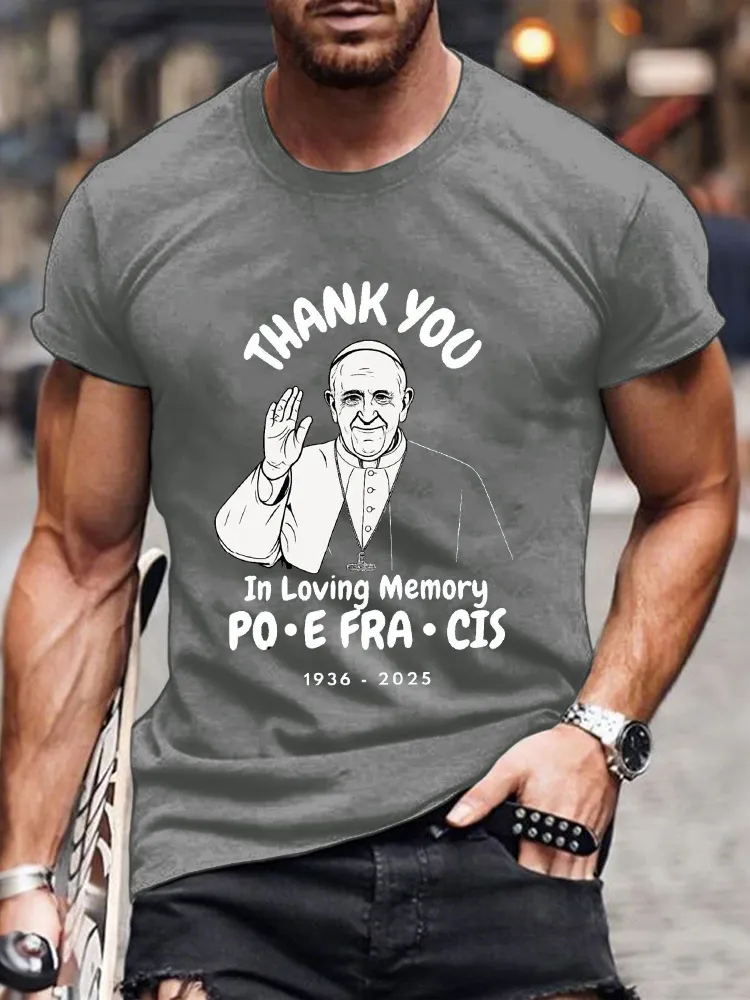 Men's Thank You In Loving Memory 1936-2025 Print Short Sleeve Round Neck Cotton T-Shirt