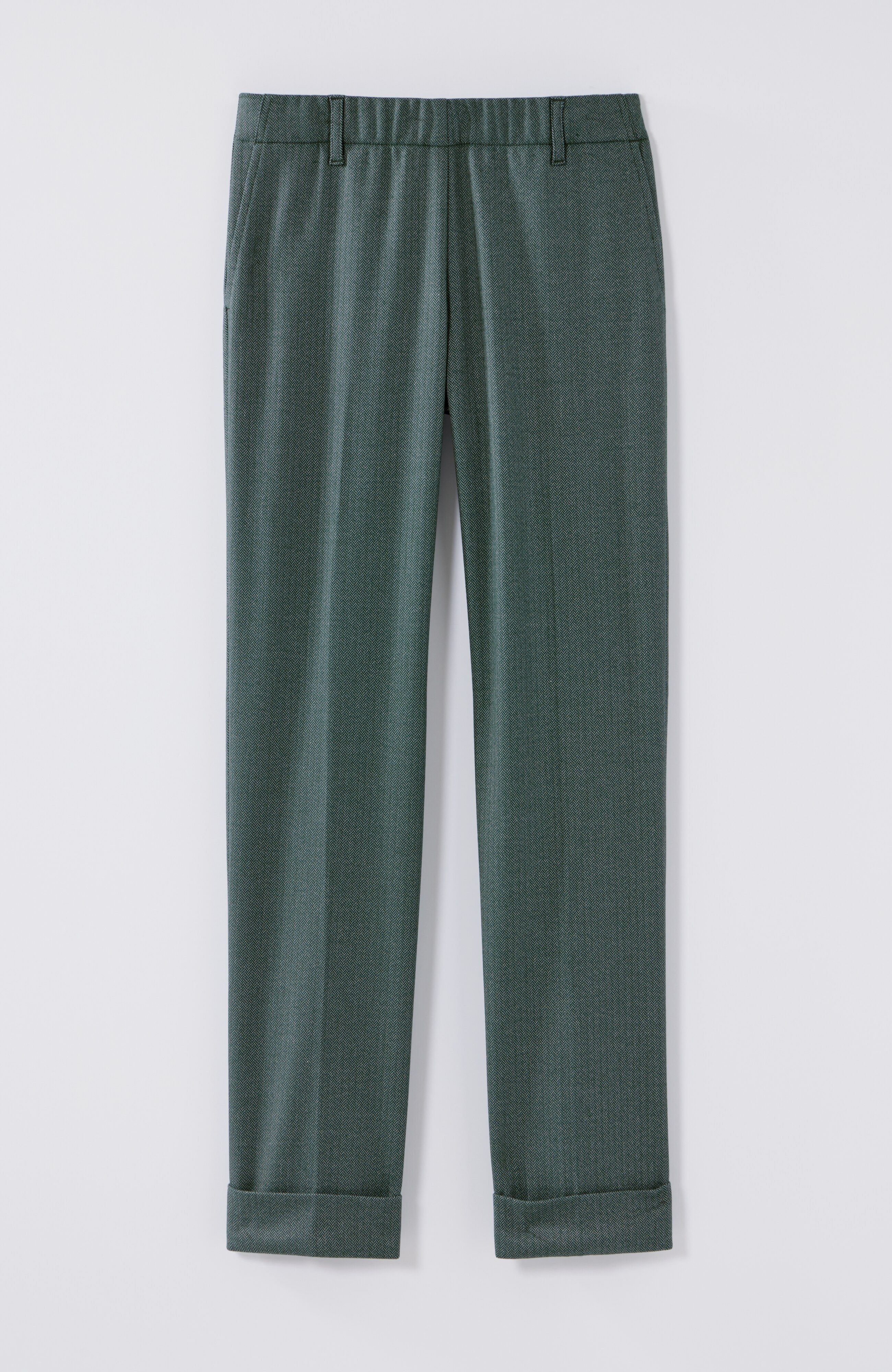 Herringbone Cuffed Pull-On Pants