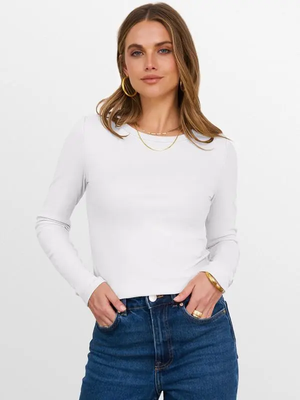 2025 Women's Long-Sleeve Thermal Tee: Crewneck, Slim Fit, Warm (Fall/Winter Basic)