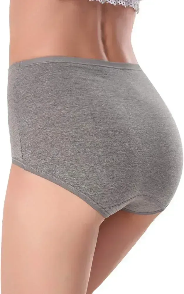 Womens Underwear,Cotton Mid Waist No Muffin Top Full Coverage Brief Ladies Panties Lingerie Undergarments for Women Multipack