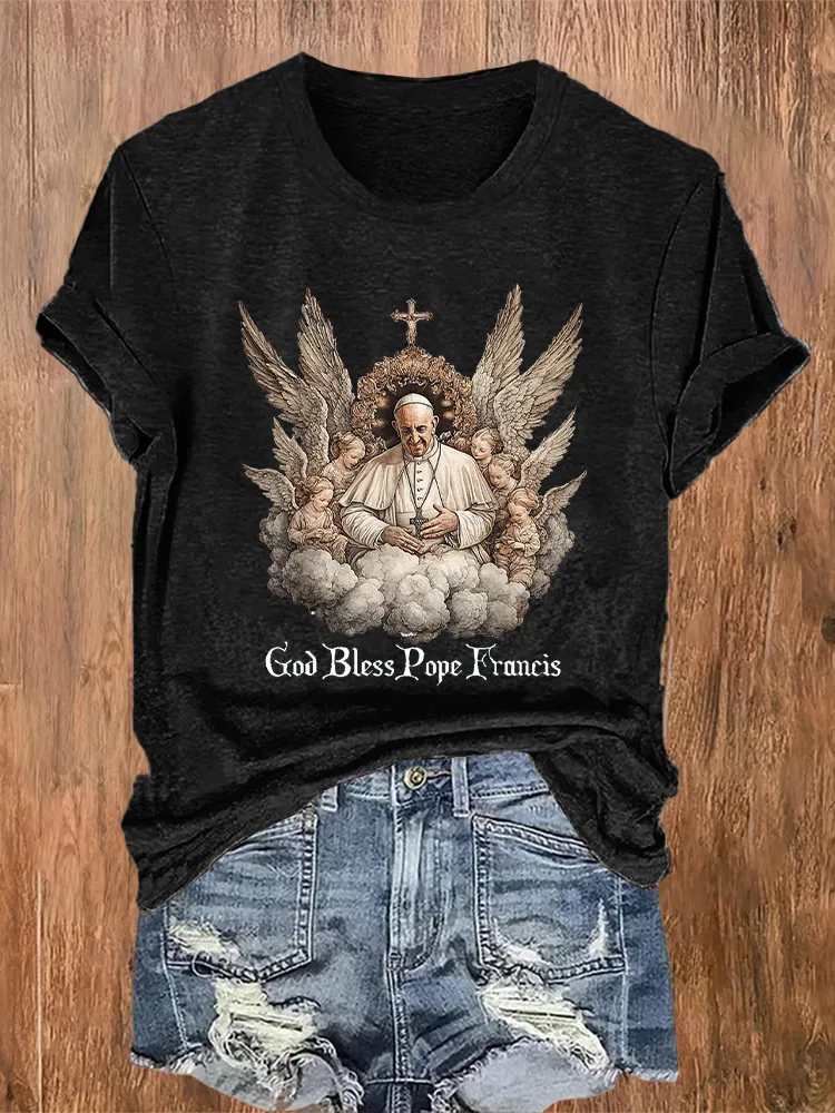 Women's Rip 1936-2025 God Bless PF Print Short Sleeve Round Neck Cotton T-Shirt